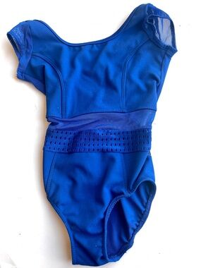 Five Dancewear size YM Royal Blue Mesh Waist Leotard